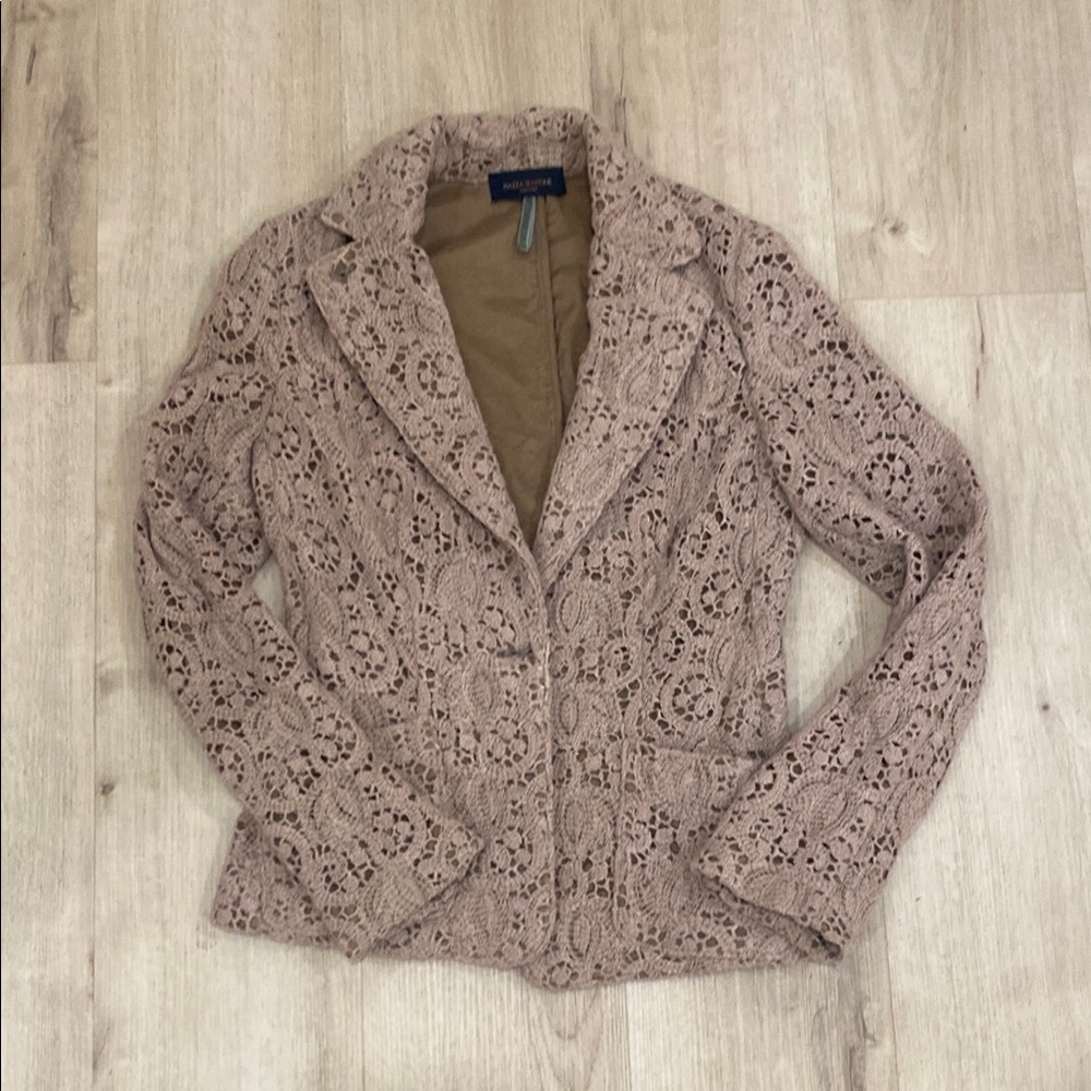 Piazza Sempione Tan Wool Lace Blazer Jacket 42 6 Italy